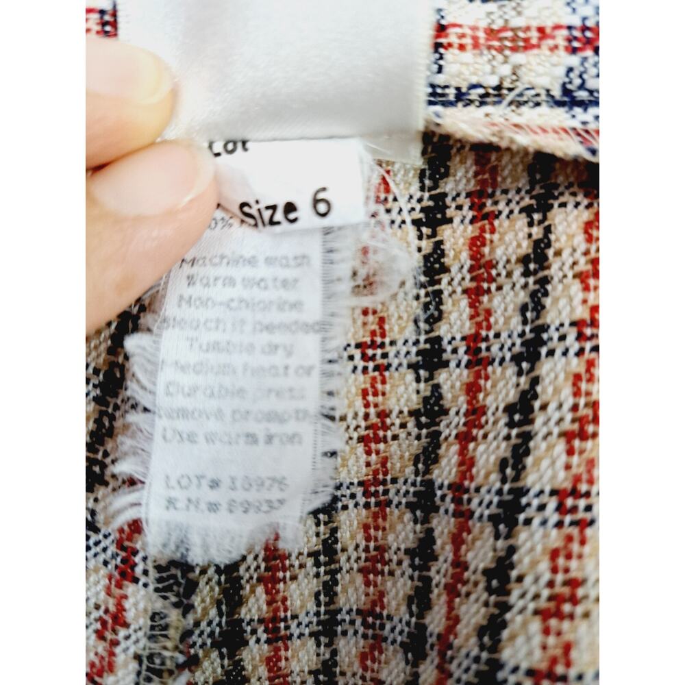Toby Vintage Women's Cream Red Black Tweed Shorts High Rise Size 6 - Picture 7 of 8